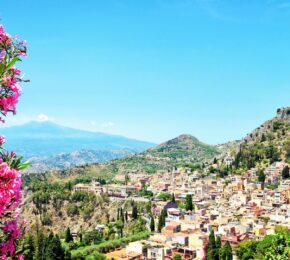 views of Taormina in Sicily, Italy